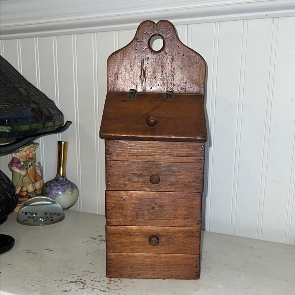 Antique Wooden Wall-Mounted Spice Rack